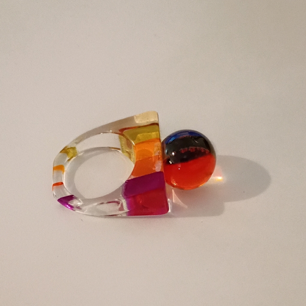 Vibrant Multicolor Resin Ring - image 1